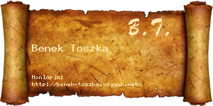 Benek Toszka névjegykártya
